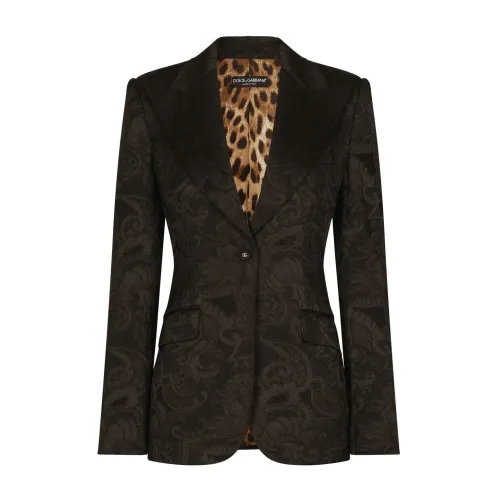 Dolce & Gabbana , Black Turlington Ornamental Blazer ,Black female, Sizes: