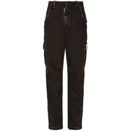 Dolce & Gabbana , Black Washed Jeans Cargo Pants ,Black male, Sizes: