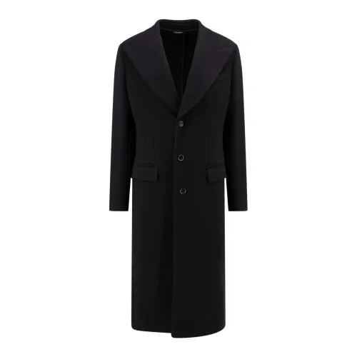 Dolce & Gabbana , Black Wool Blend Jacket with Peak Lapel ,Black male, Sizes: