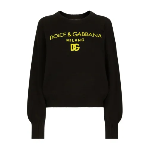 Dolce & Gabbana , Black Yellow Crewneck Sweater ,Black female, Sizes: