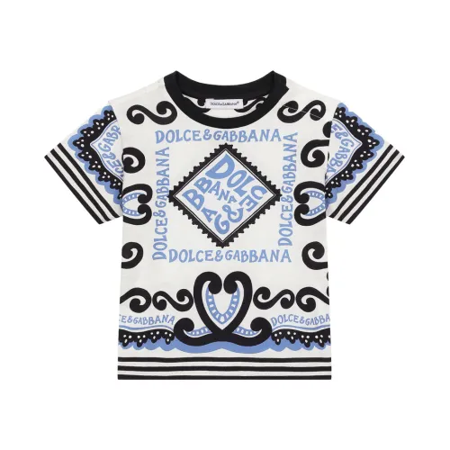 Dolce & Gabbana , Blue Matina Print Kids T-shirt ,Multicolor male, Sizes: