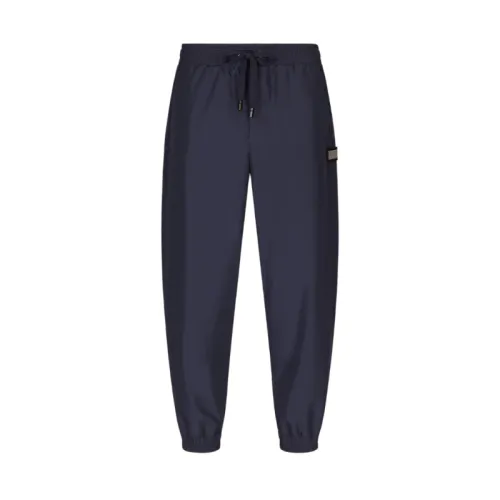 Dolce & Gabbana , Blue Nylon Jogging Pants with Branded Label ,Blue male, Sizes: