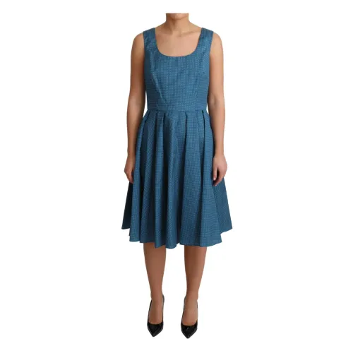Dolce & Gabbana , Blue Polka Dot A-Line Dress ,Blue female, Sizes: