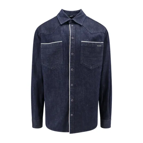 Dolce & Gabbana , Blue Ss24 Mens Shirt ,Blue male, Sizes: