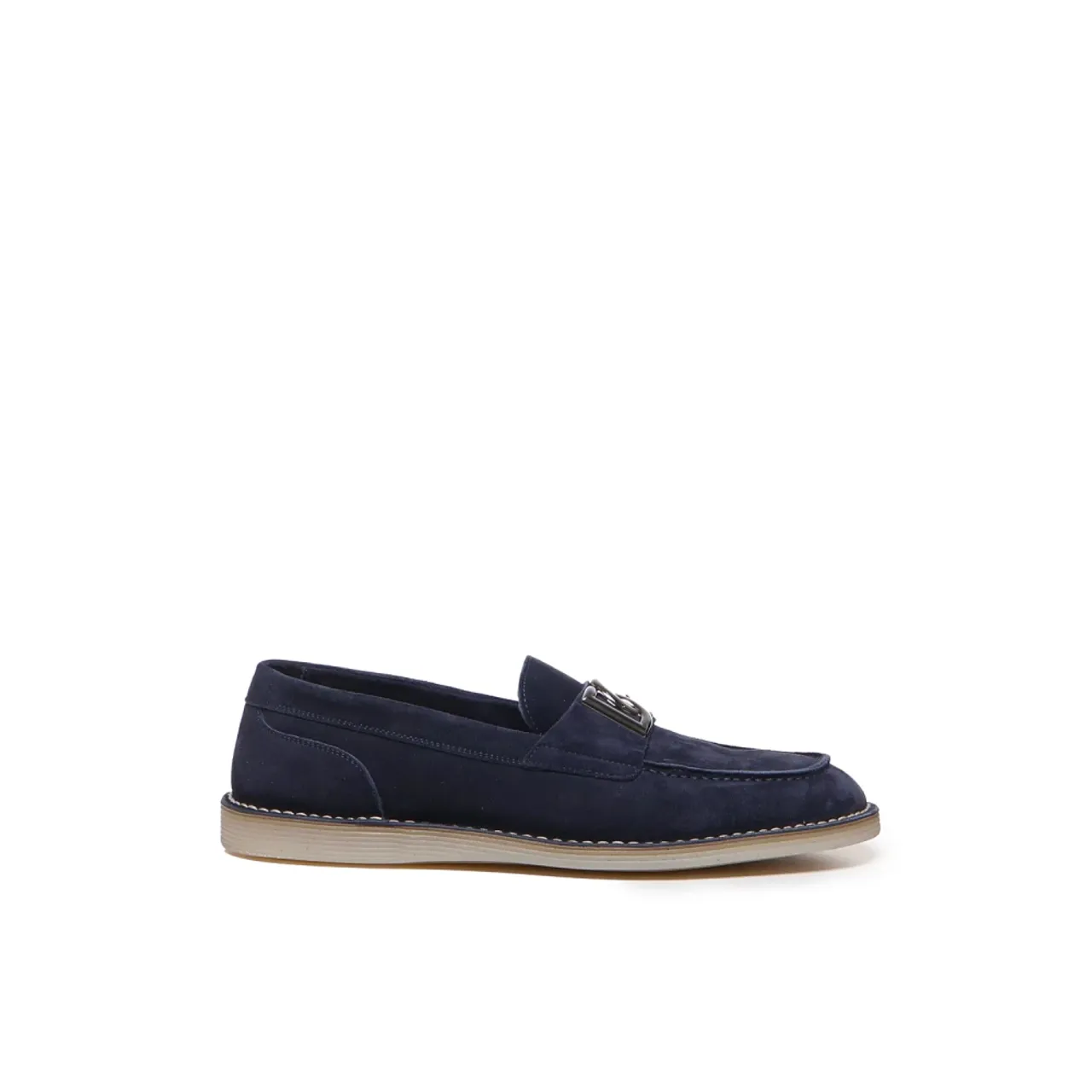 Dolce & Gabbana , Blue Suede Moccasin Sandals ,Blue male, Sizes:
