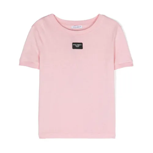 Dolce & Gabbana , Boy's Clothing T-Shirts & Polos Pink Ss24 ,Pink male, Sizes: