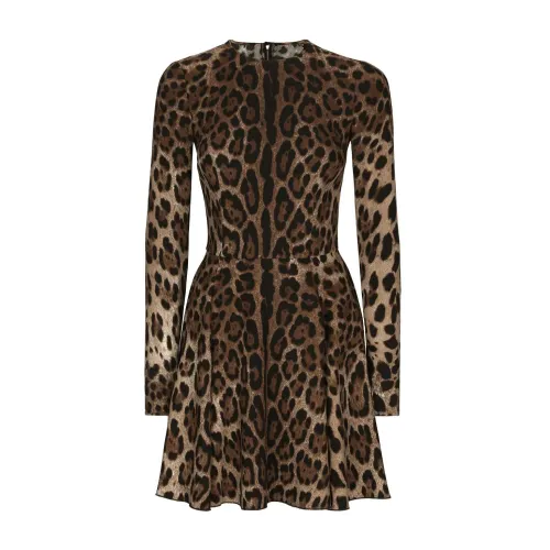 Dolce & Gabbana , Brown Flared Hem Dress ,Brown female, Sizes:
