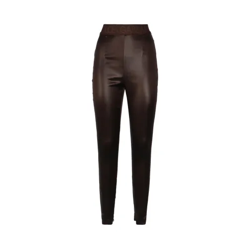 Dolce & Gabbana , Brown High Waist Stretch Trousers ,Brown female, Sizes: