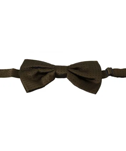 Dolce & Gabbana Brown Polka Dots Silk Adjustable Neck Papillon Mens Bow Tie - One