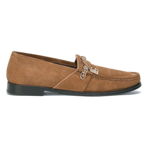Dolce & Gabbana , Brown Suede Loafers ,Brown male, Sizes: