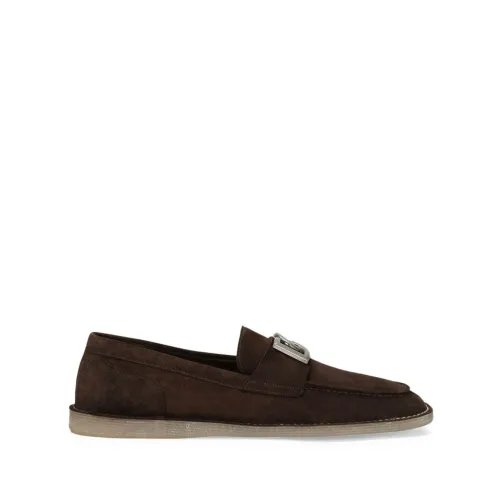 Dolce & Gabbana , Brown Suede Slip-on Sandals ,Brown male, Sizes: