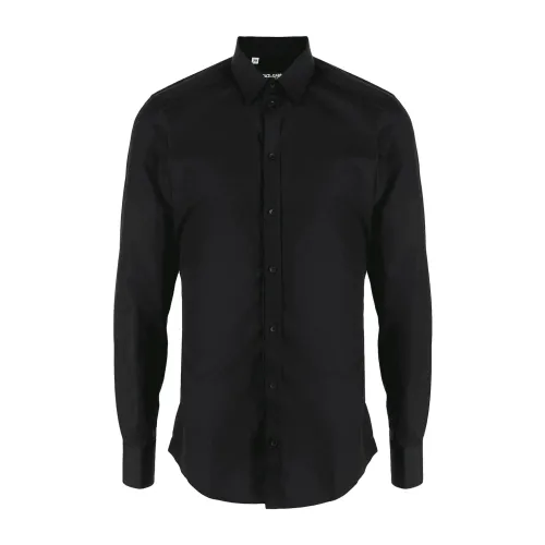 Dolce & Gabbana , Button Down Poplin Shirt ,Black male, Sizes: