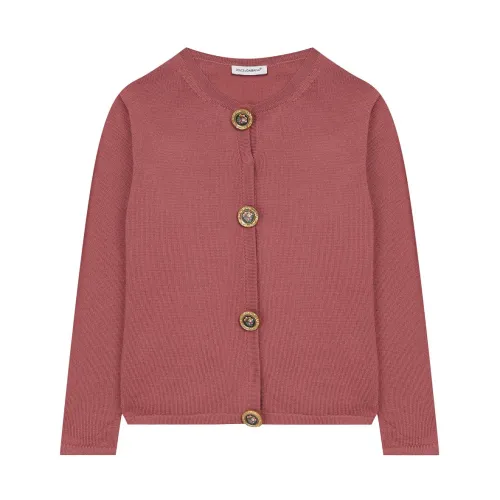 Dolce & Gabbana , Buttoned Cardigan in Pink Wool ,Pink female, Sizes: