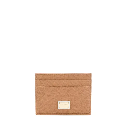 Dolce & Gabbana , Camel Logo Card Holder Wallet ,Brown female, Sizes: ONE SIZE
