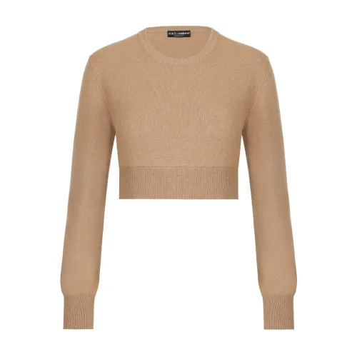 Dolce & Gabbana , Camel Sweater - Slim/Crop Fit ,Brown female, Sizes: