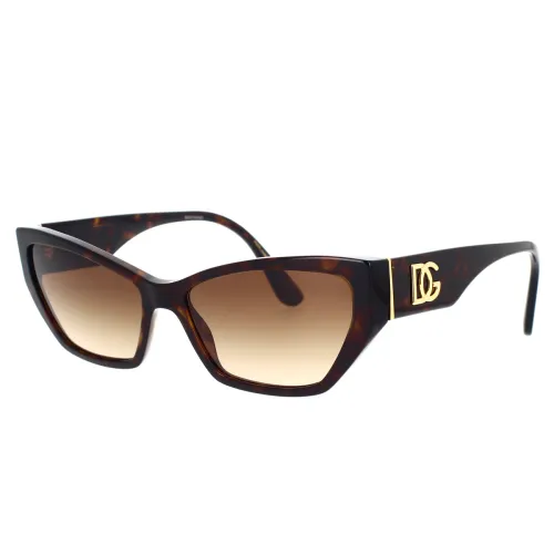 Dolce & Gabbana , Cat-Eye Sunglasses with Gold Logo Detail ,Brown female, Sizes: