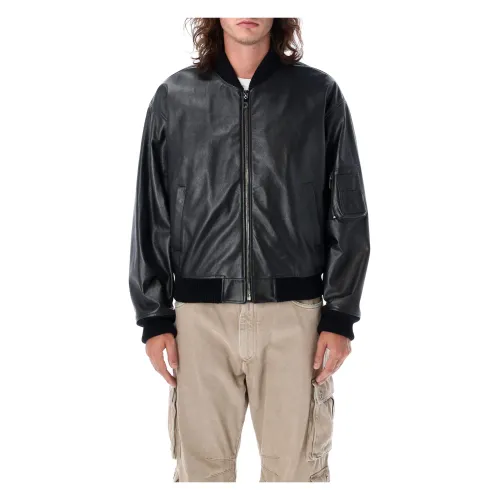 Dolce & Gabbana , Classic Black Bomber Leather Jacket ,Black male, Sizes: