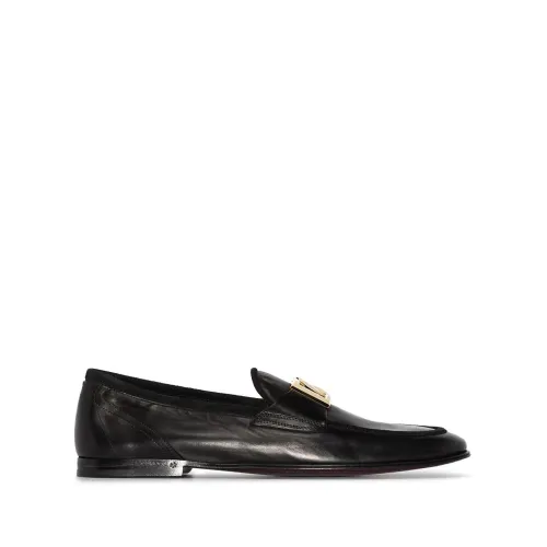 Dolce & Gabbana , Classic Black Logo-Plaque Loafers ,Black male, Sizes: