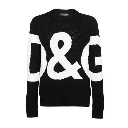 Dolce & Gabbana , Classic Black Logo Sweater for Men ,Black male, Sizes:
