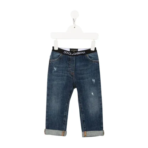 Dolce & Gabbana , Classic Boyfriend Jeans with Elastic Waistband ,Blue male, Sizes:
