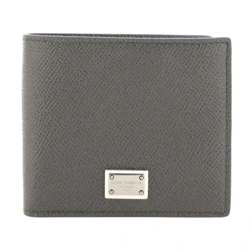 Dolce & Gabbana , Classic Leather Wallet ,Gray male, Sizes: ONE SIZE