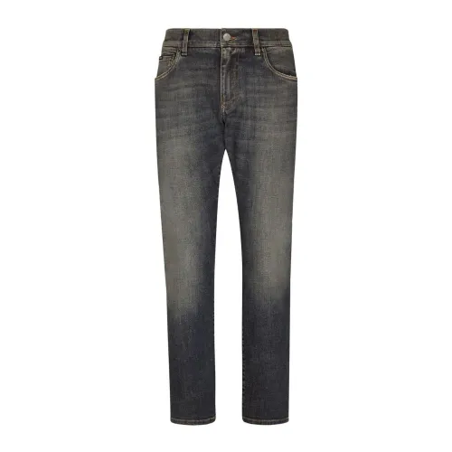 Dolce & Gabbana , Classic Slim Fit Jeans in Light Blue Washed Denim ,Black male, Sizes: