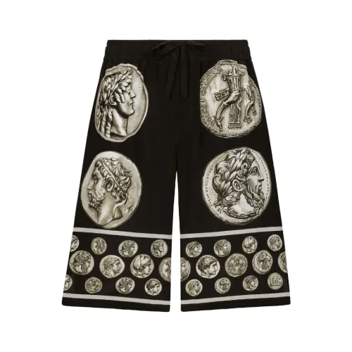Dolce & Gabbana , Coin Print Silk Bermuda Shorts ,Black male, Sizes: