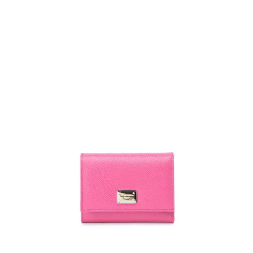 Dolce & Gabbana , Compact Leather Wallet/Card Holder ,Pink female, Sizes: ONE SIZE