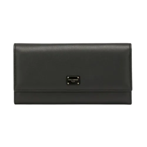 Dolce & Gabbana , Continental Leather Wallet with Logo Plaque ,Black female, Sizes: ONE SIZE