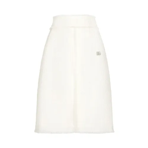 Dolce & Gabbana , Cream White Tweed Skirt ,White female, Sizes: