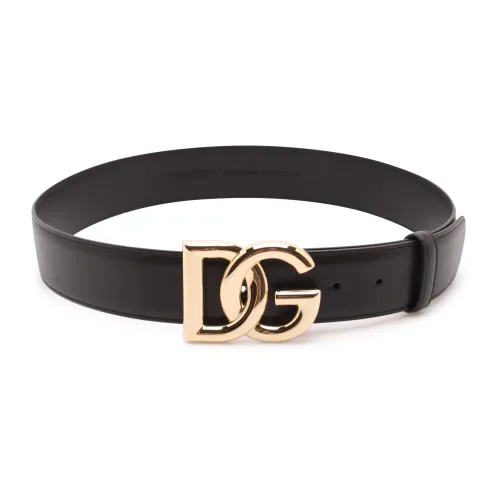 Dolce & Gabbana , Crossed 'Dg' Logo Leather Belt ,Black female, Sizes:
