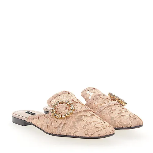 Dolce & Gabbana , Crystal Embellished Slipper Clogs ,Beige female, Sizes: