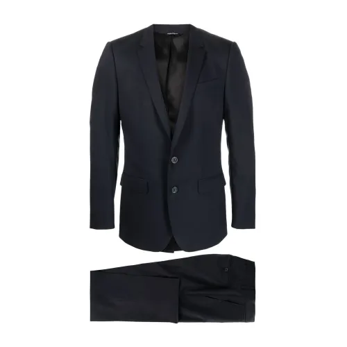 Dolce & Gabbana , Dark Blue Wool Blend Suit ,Blue male, Sizes: