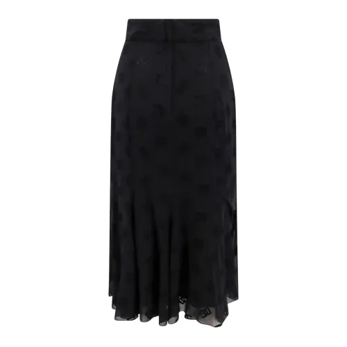 Dolce & Gabbana , Devoré Silk Skirt with All-Over DG Logo ,Black female, Sizes: