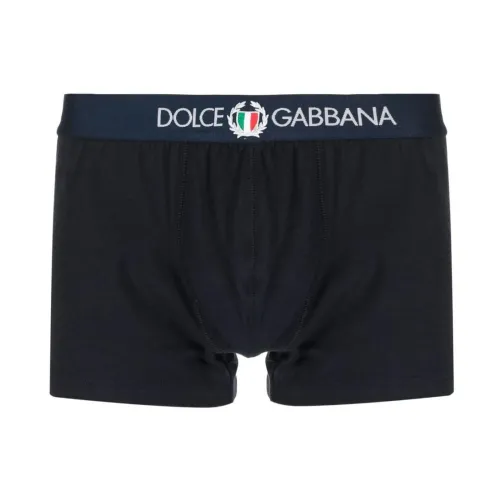 Dolce & Gabbana , DG Crest Boxer Shorts Navy ,Blue male, Sizes: