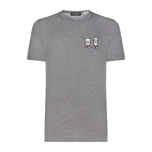 Dolce & Gabbana , DG Family Patch T-Shirt ,Gray male, Sizes: