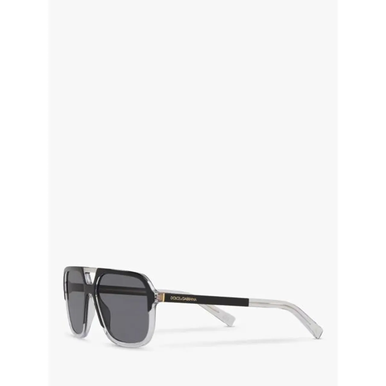 Dolce & Gabbana DG4354 Men's Polarised Square Sunglasses, Black Clear/Grey - Black Clear/Grey - Male