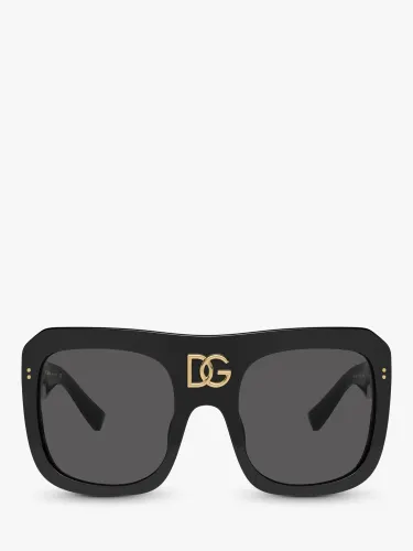 Dolce & Gabbana DG4397 Women's Chunky Square Sunglasses, Black/Grey - Black/Grey - Female