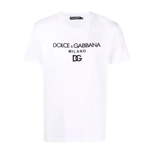 Dolce & Gabbana , Dolce & Gabbana Cotton T-shirt with DG Embroidery and Patch White ,White male, Sizes: