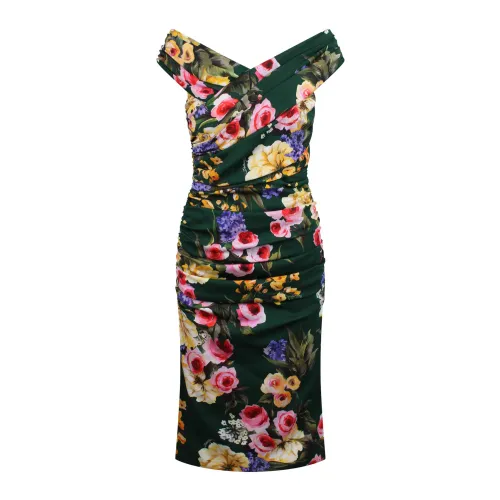 Dolce & Gabbana , Dolce & Gabbana Floral-print ruched midi dress ,Multicolor female, Sizes: