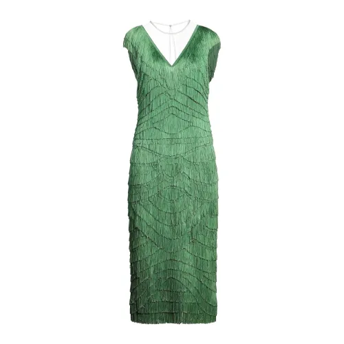 Dolce & Gabbana , Dolce & Gabbana Fringed Midi Dress ,Green female, Sizes: