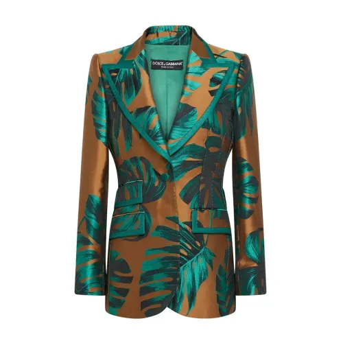 Dolce & Gabbana , Dolce & Gabbana Lamè Philodendron Jacquard Jacket ,Multicolor female, Sizes:
