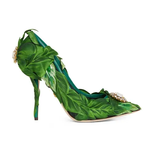 Dolce & Gabbana , Dolce & Gabbana Leaf Appliqué Pumps ,Green female, Sizes: