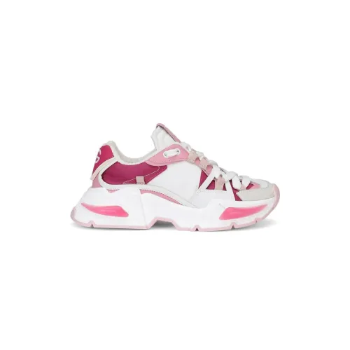 Dolce & Gabbana , Dolce Gabbana sneakers bianche e rosa in vitello con inserti in TNT bambina|White and pink calf TNT insert girl Dolce Gabbana sneake