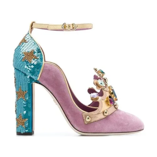 Dolce & Gabbana , Dolce & Gabbana Suede Crown Pumps ,Multicolor female, Sizes: