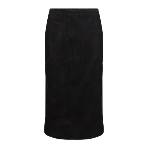 Dolce & Gabbana , Dolce & Gabbana Tulle sheer midi skirt ,Black female, Sizes: