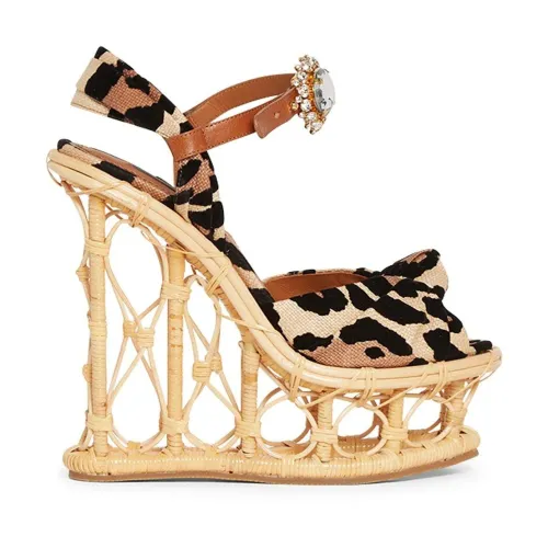 Dolce & Gabbana , Dolce Gabbana Wedge Sandals ,Beige female, Sizes:
