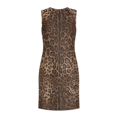 Dolce & Gabbana , Dress with animal motif ,Brown female, Sizes: