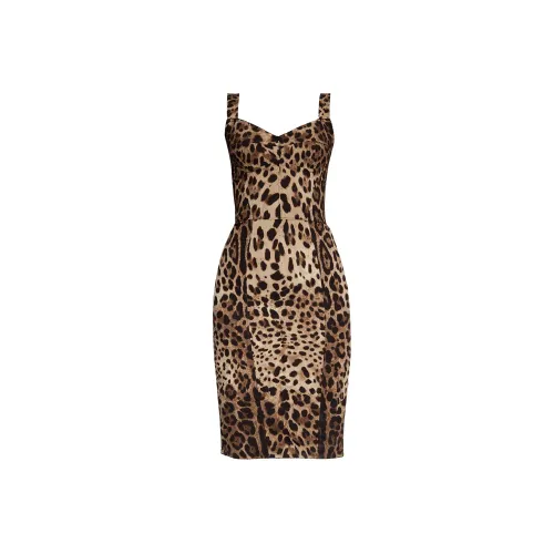 Dolce & Gabbana , Dress with animal pattern ,Brown female, Sizes: