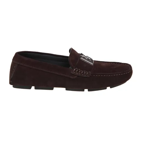 Dolce & Gabbana , Ebony Suede Loafer Shoes ,Brown male, Sizes: